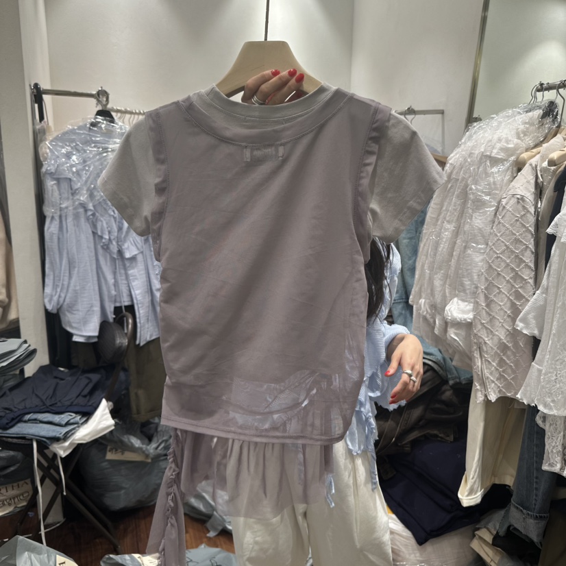 BERTHA東大門代購女裝新款職業25春夏休閑人氣吊帶背心荷葉邊BERTHA吊帶/背心