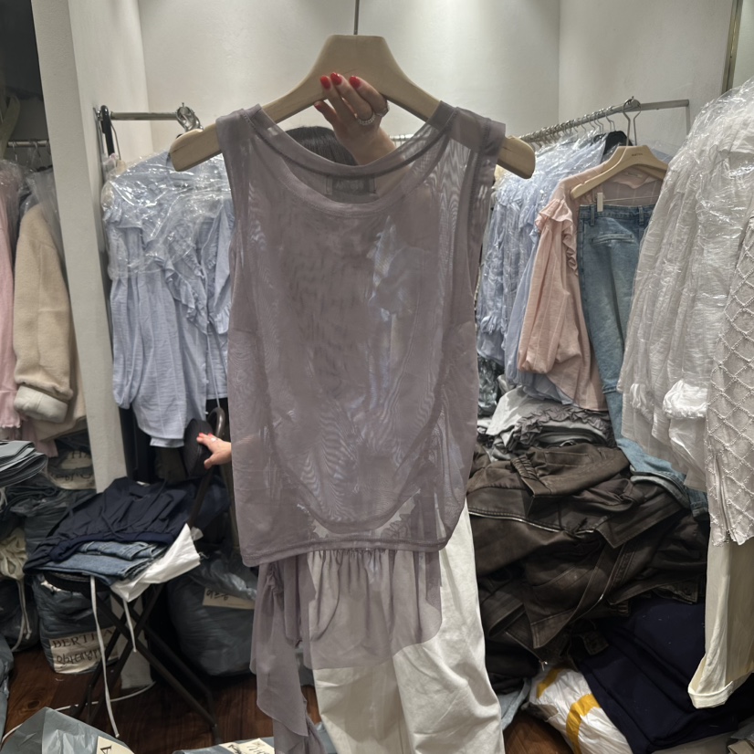 BERTHA東大門代購女裝新款職業25春夏休閑人氣吊帶背心荷葉邊BERTHA吊帶/背心