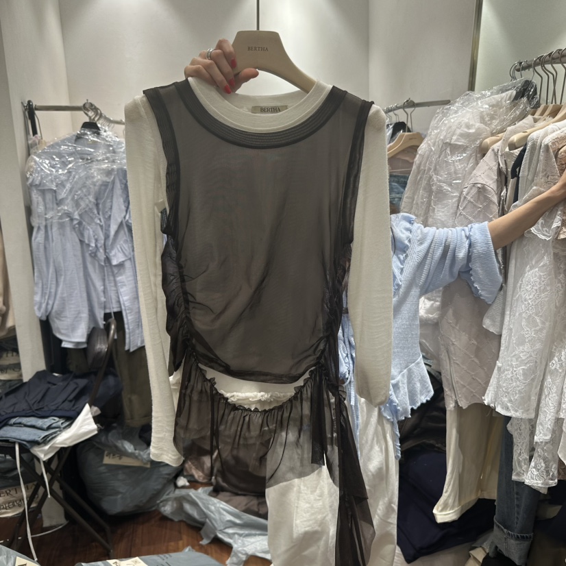 BERTHA東大門代購女裝新款職業25春夏休閑人氣吊帶背心荷葉邊BERTHA吊帶/背心圖色3