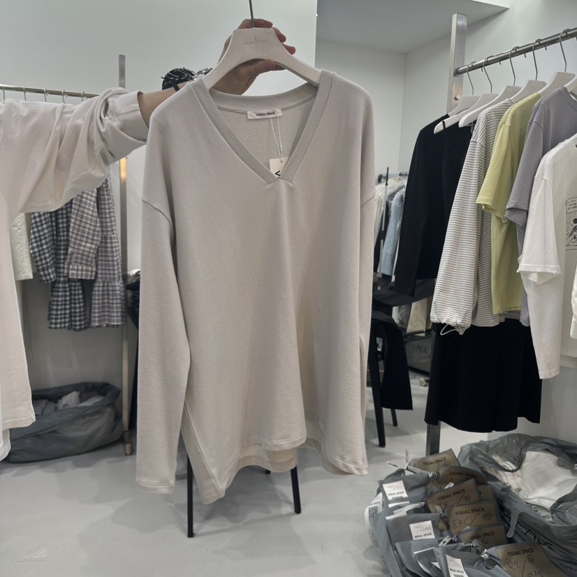 VISUAL SPACE韓國代購女士新品25春夏推薦職業長袖T恤套裝VISUAL SPACE長袖T恤圖色2