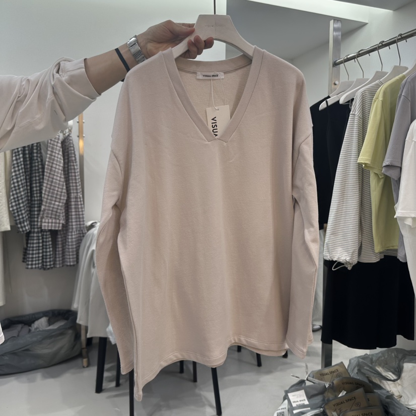 VISUAL SPACE韓國代購女士新品25春夏推薦職業長袖T恤套裝VISUAL SPACE長袖T恤圖色3