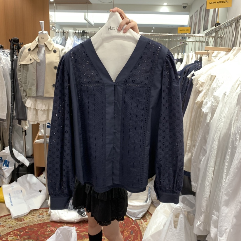 OGI韓國直郵女士新款職業推薦人氣休閑真品襯衫蕾絲衫手工刺繡FLat OGI襯衫/蕾絲衫圖色2
