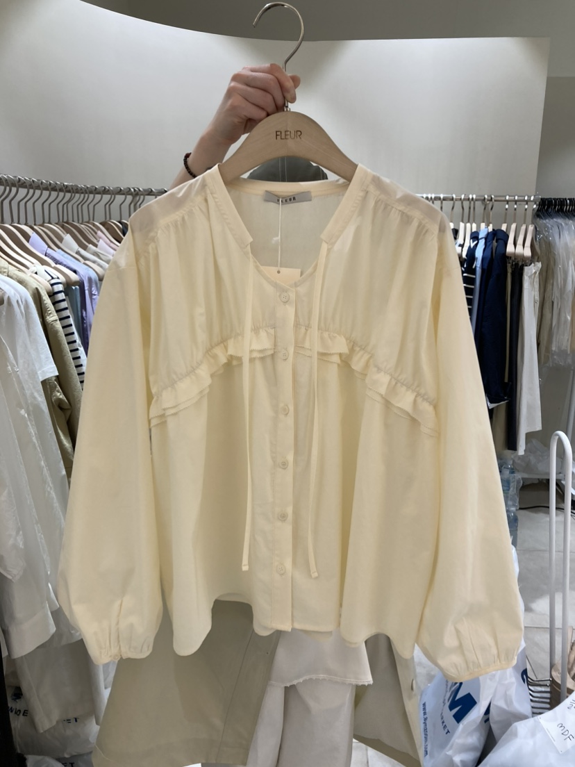 FLEUR-P韓國直郵女裝新品熱賣25春夏時尚推薦休閑襯衫蕾絲衫FLEUR襯衫/蕾絲衫圖色2