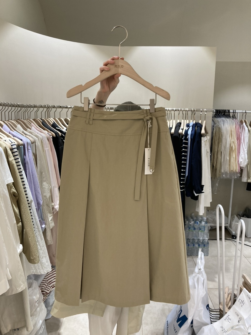 FLEUR-P韓國直郵女士新品熱賣人氣職業半身裙中短裙含腰帶FLEUR半身裙/中短裙