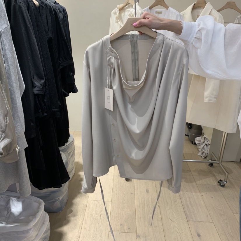 ARCHER韓國直郵㊣東大門實拍女裝新品熱賣襯衫蕾絲衫含腰繩高領ARCHER襯衫/蕾絲衫圖色2