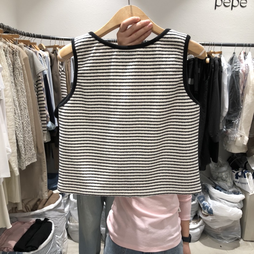 ALMOND PEPE韓國直郵㊣東大門實拍女裝新品時尚吊帶背心條紋ALMOND PEPE吊帶/背心