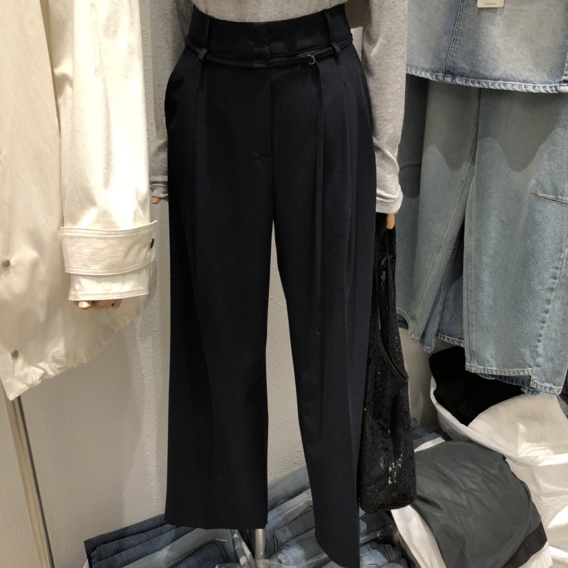ALMOND PEPE韓國㊣直郵東大門代購女裝新品時尚休閑褲包含腰帶亞麻ALMOND PEPE休閑褲圖色2