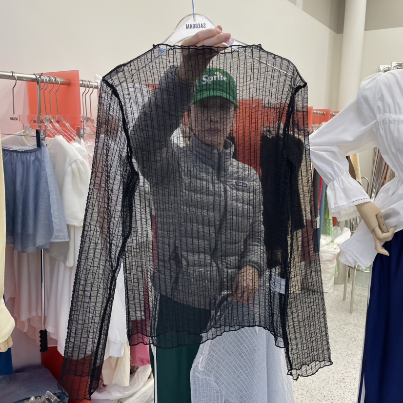 SAEGGAM韓國直郵㊣東大門實拍女裝新品休閑推薦襯衫蕾絲衫透視SAEGGAM襯衫/蕾絲衫圖色2