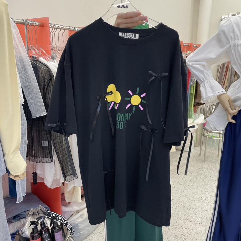 SAEGGAM直郵韓國代購㊣女裝新款人氣休閑職業時尚熱賣25春夏T恤SAEGGAMT恤圖色2