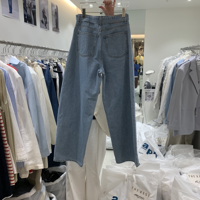 THE REST直郵韓國代購㊣女裝新品推薦熱賣時尚牛仔褲包含腰帶THE REST/UNNOEUD牛仔褲