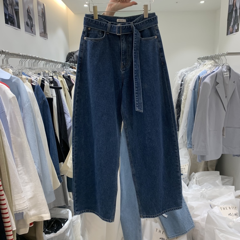THE REST直郵韓國代購㊣女裝新品推薦熱賣時尚牛仔褲包含腰帶THE REST/UNNOEUD牛仔褲圖色2