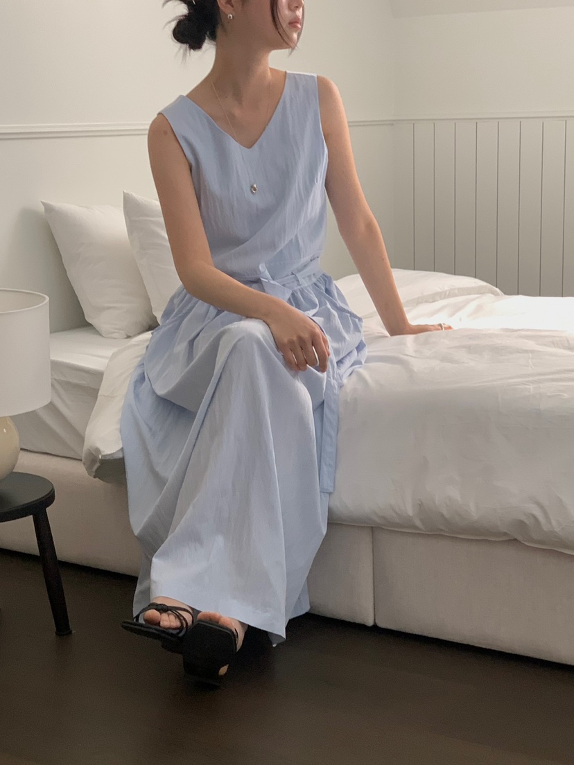LONG PEAK韓國直郵㊣女裝新品職業25春夏人氣連衣裙含腰帶LONG PEAK連衣裙