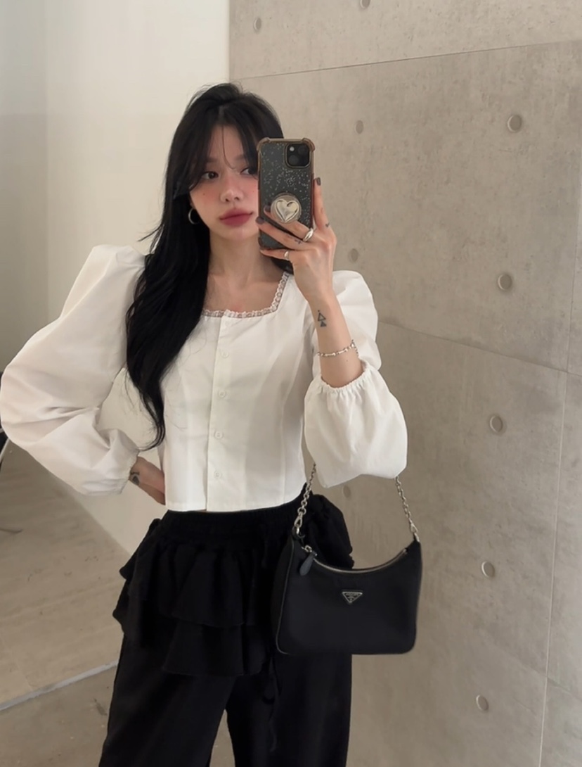 AMUSE SEOUL韓國直郵㊣東大門實拍女裝新款熱賣襯衫蕾絲衫AMUSE SEOUL襯衫/蕾絲衫