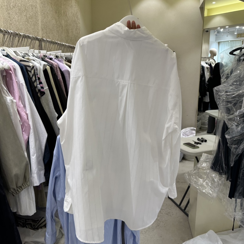 REFLAT韓國代購女士新款真品25春夏休閑職業襯衫蕾絲衫條紋REFLAT襯衫/蕾絲衫