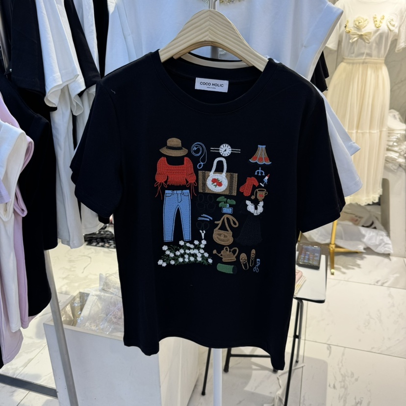 COCO HOLIC韓國直郵女士新款真品職業休閑推薦熱賣人氣T恤COCO HOLICT恤圖色2