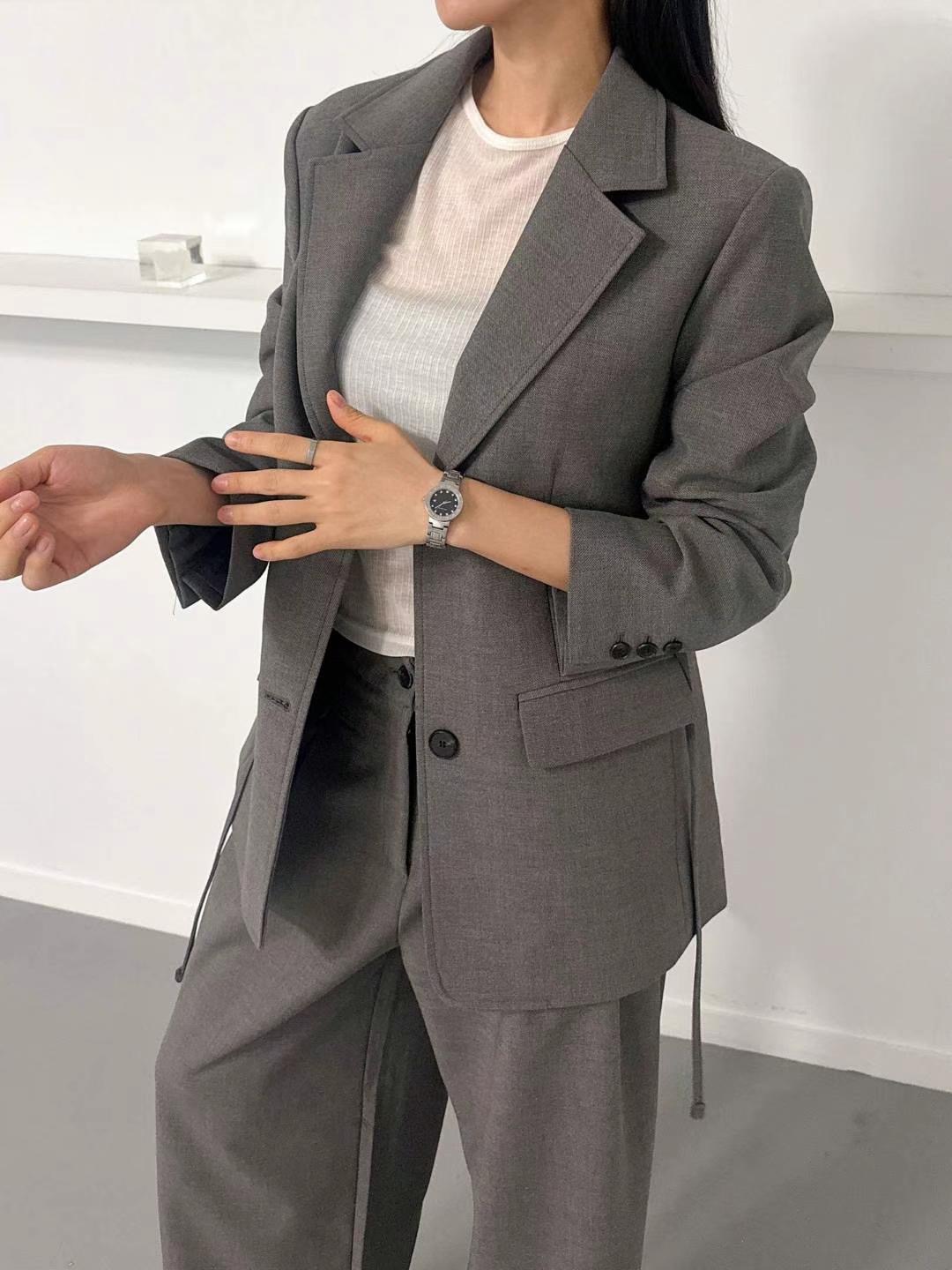 RUNWAY韓國直郵㊣東大門實拍女裝新品25春夏職業夾克套裝腰帶RUNWAY-OT夾克