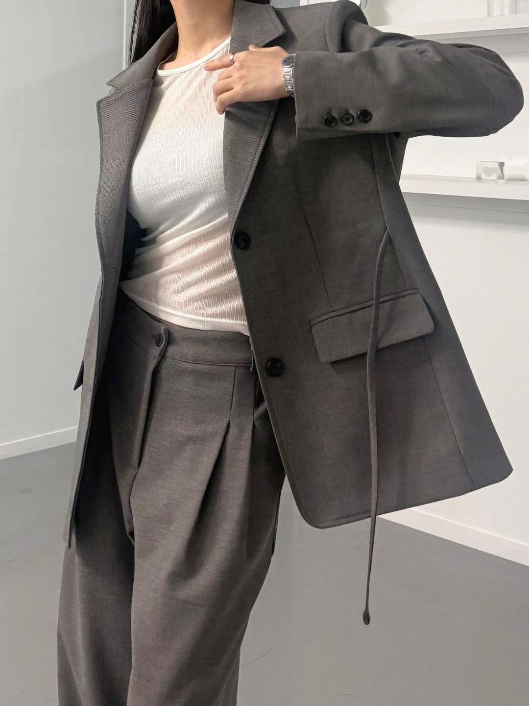 RUNWAY韓國直郵㊣東大門實拍女裝新品25春夏職業夾克套裝腰帶RUNWAY-OT夾克