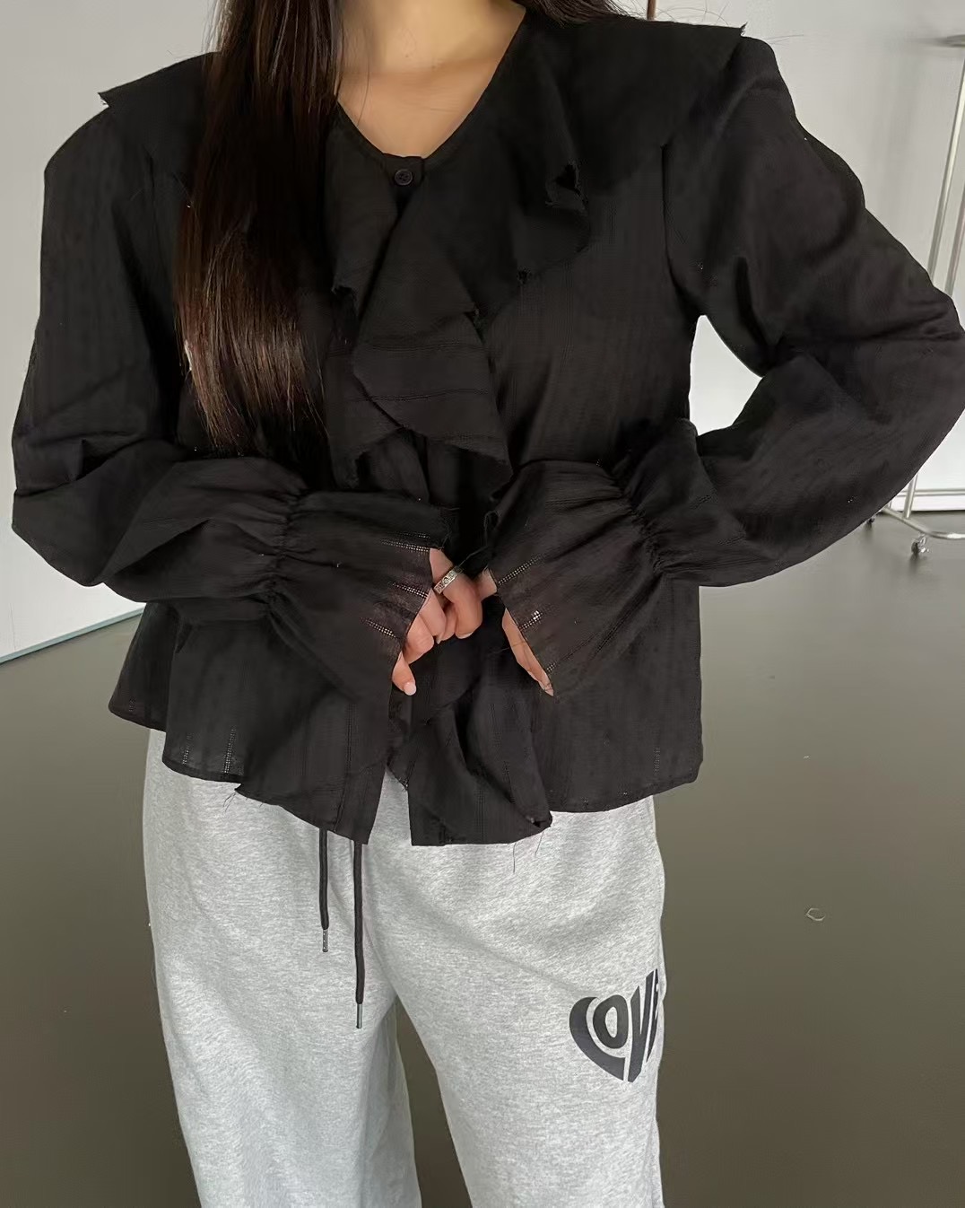 JAD韓國㊣直郵東大門代購女裝新品熱賣時尚推薦人氣襯衫蕾絲衫A.SOLE襯衫/蕾絲衫圖色2
