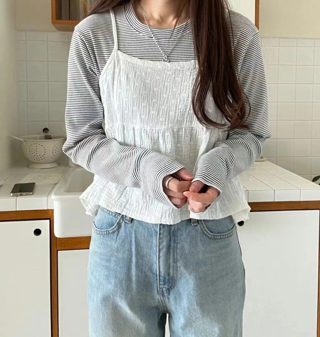 BUTTERING韓國直郵㊣女裝新款職業推薦25春夏熱賣時尚長袖T恤ARLOW長袖T恤