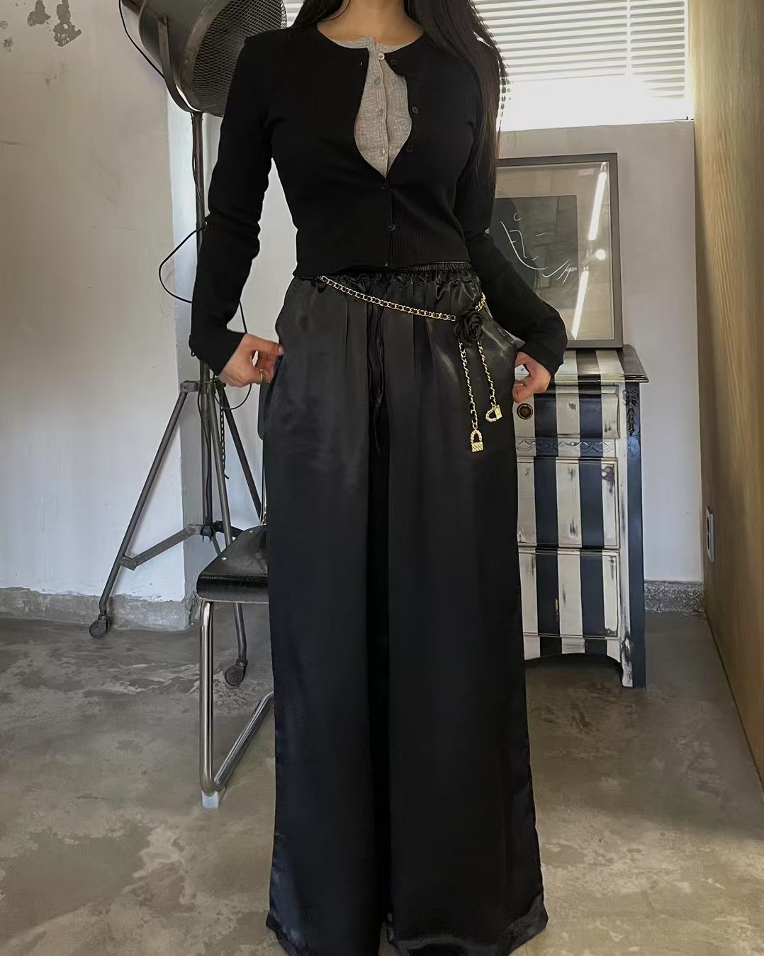 JAD韓國㊣直郵東大門代購女裝新品休閑熱賣職業時尚25春夏休閑褲A.SOLE休閑褲圖色2
