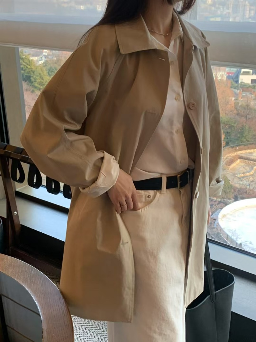 TAF韓國直郵㊣東大門實拍女裝新品推薦職業休閑時尚長款風衣TAF長款風衣