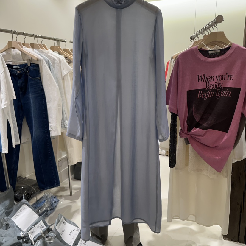 AVECNOUS韓國㊣直郵東大門代購女裝新款熱賣25春夏連衣裙高領AVECNOUS連衣裙圖色1