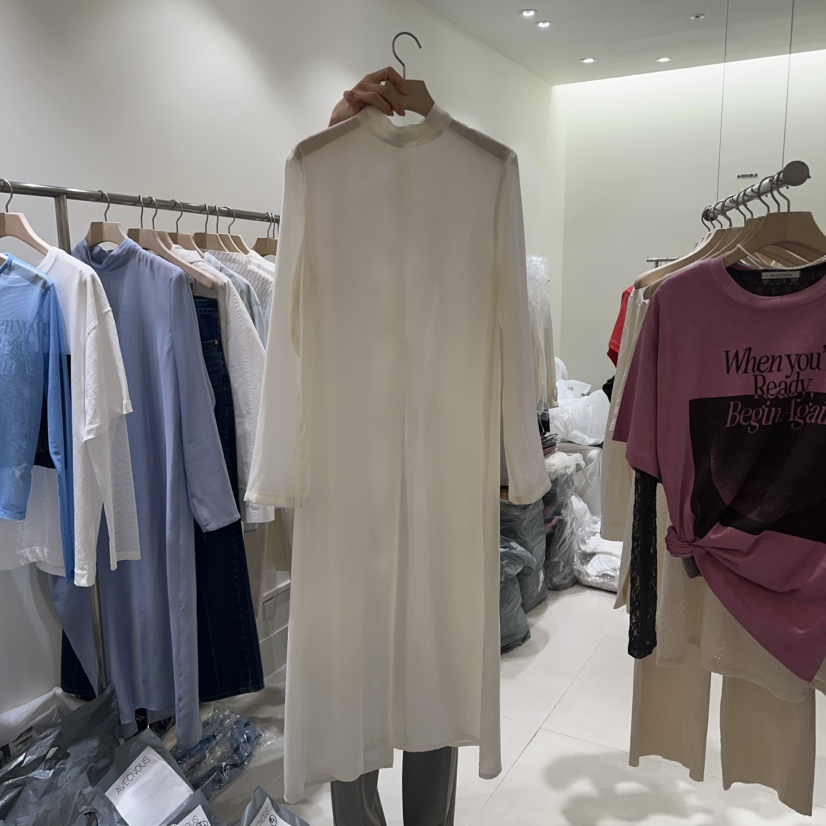 AVECNOUS韓國㊣直郵東大門代購女裝新款熱賣25春夏連衣裙高領AVECNOUS連衣裙圖色2