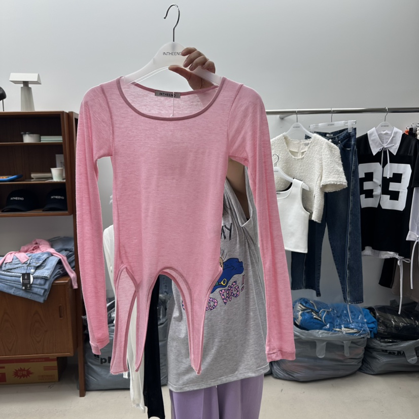 INTHEEND直郵韓國代購㊣女裝新品職業人氣時尚25春夏長袖T恤INTHEEND長袖T恤圖色2