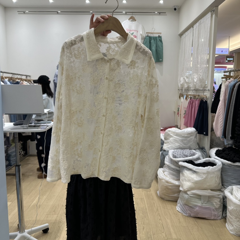 FURE韓國直郵㊣東大門實拍女裝新品熱賣職業休閑襯衫蕾絲衫FURE襯衫/蕾絲衫