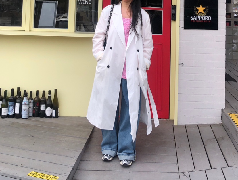 PAIRING韓國代購女士新款真品熱賣休閑時尚25春夏長款風衣含腰帶PAIRING長款風衣