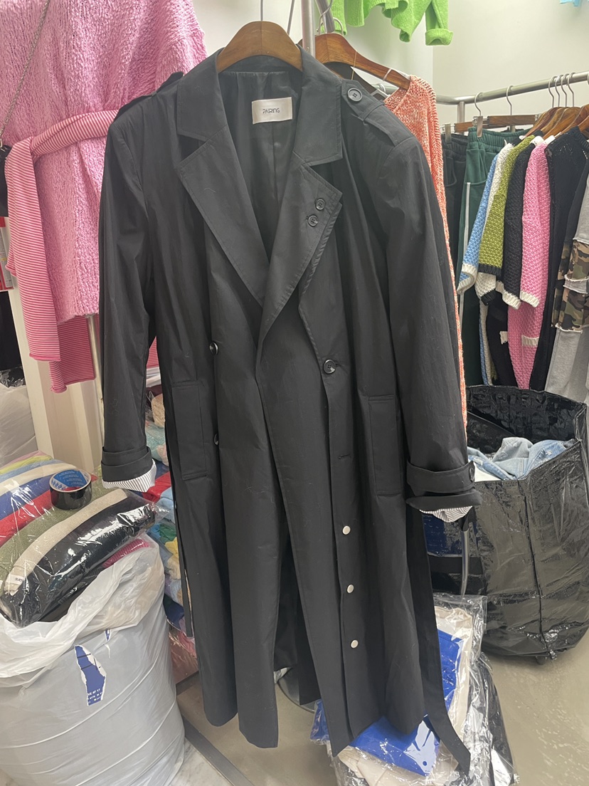 PAIRING韓國代購女士新款真品熱賣休閑時尚25春夏長款風衣含腰帶PAIRING長款風衣圖色3