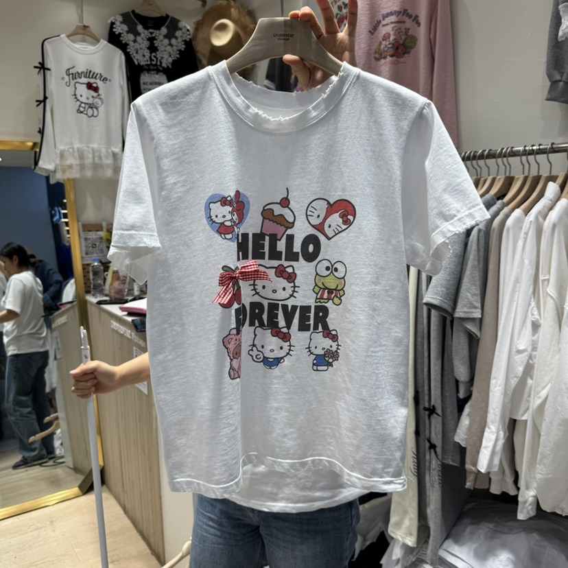 UNDERSTAR_VINTAGE韓國直郵㊣東大門實拍女裝新款熱賣25春夏T恤UNDERSTAR_VINTAGET恤圖色1