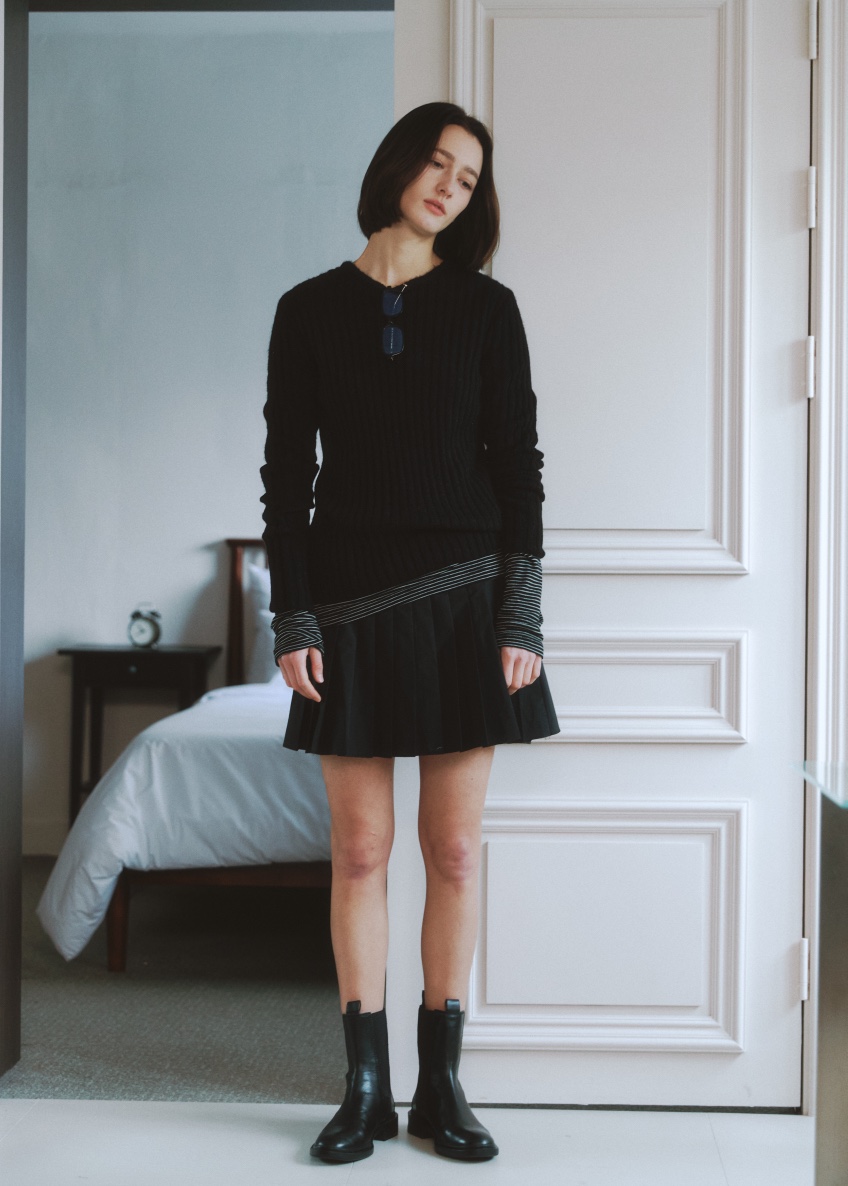 FAVE韓國直郵㊣東大門實拍女裝新品熱賣25春夏職業短裙含腰繩FAVOURITE短裙