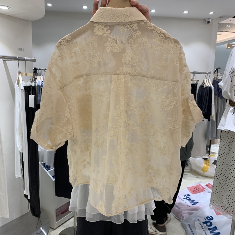 FRILL直郵韓國代購㊣女裝新品25春夏時尚職業人氣襯衫蕾絲衫FRILL襯衫/蕾絲衫