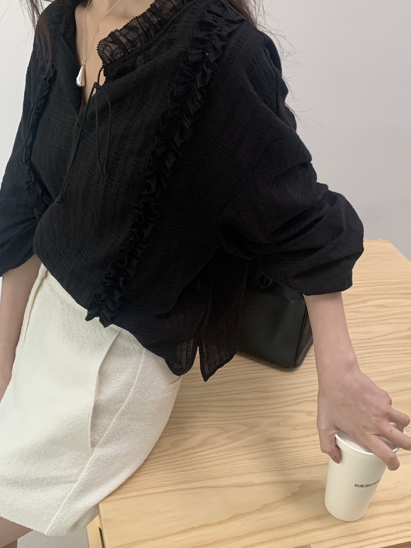LOGARDEN韓國㊣直郵東大門代購女裝新款職業25春夏襯衫蕾絲衫LO GARDEN襯衫/蕾絲衫
