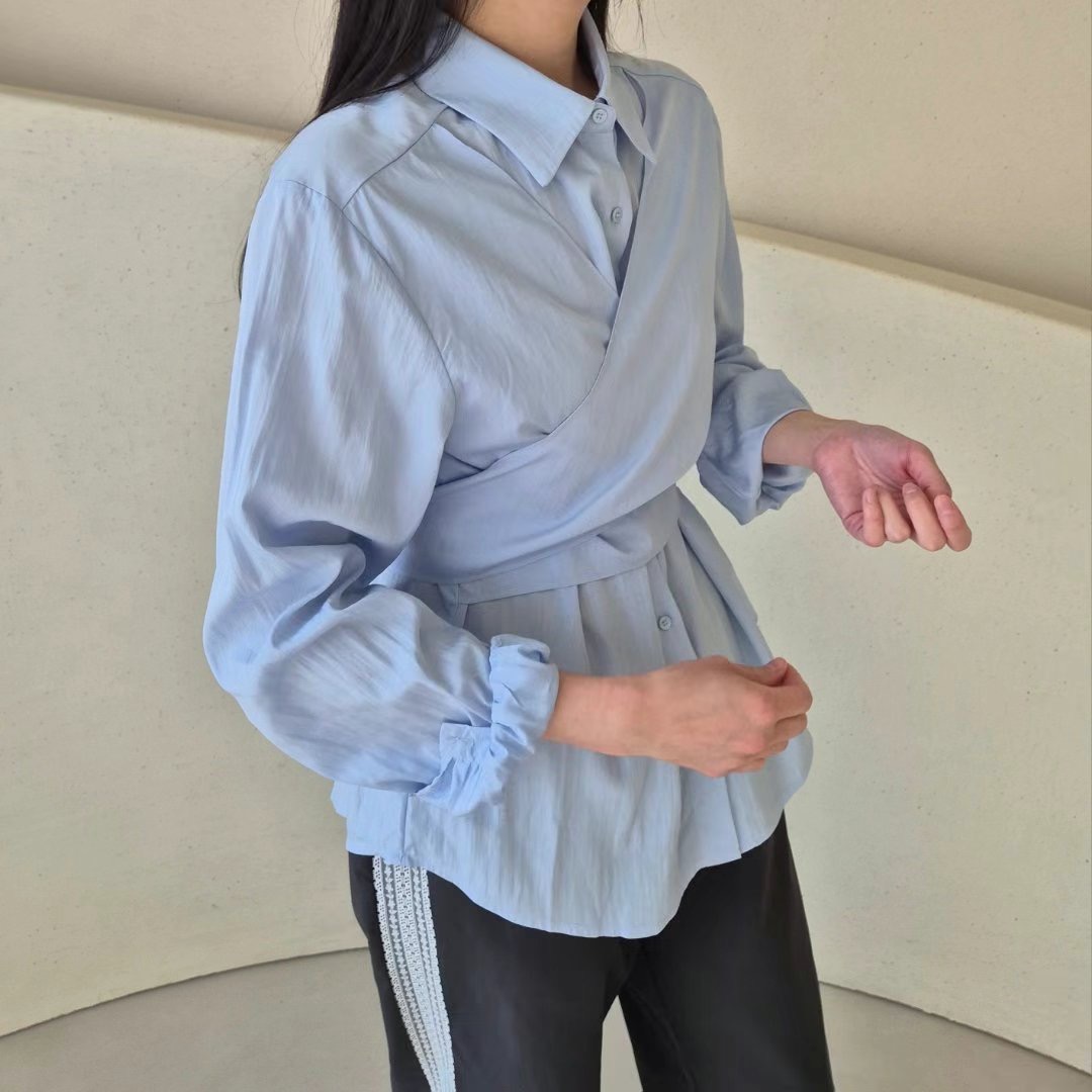 GOBSLMURI-곱슬머리-T韓國直郵㊣東大門實拍女裝新品人氣襯衫蕾絲衫GOBSLMURI-2件起襯衫/蕾絲衫