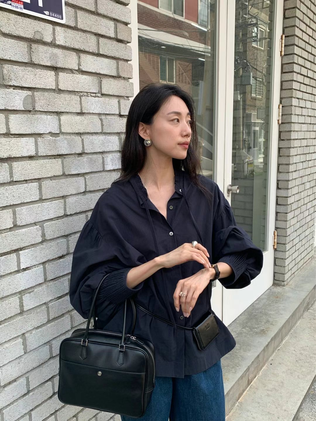 BROTE韓國㊣直郵東大門代購女裝新款人氣襯衫蕾絲衫蝴蝶結寬松BROTE襯衫/蕾絲衫