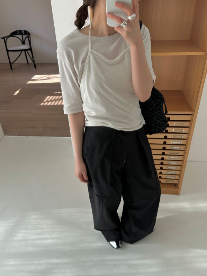 MARE直郵韓國代購㊣女裝新款休閑時尚推薦職業人氣25春夏T恤羅紋MARET恤圖色3