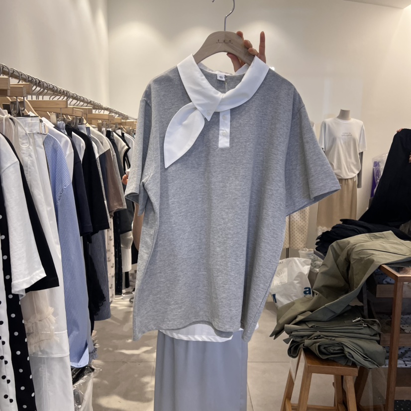 TAN&COMO韓國代購女士新品時尚休閑25春夏職業熱賣T恤tan-COMOT恤