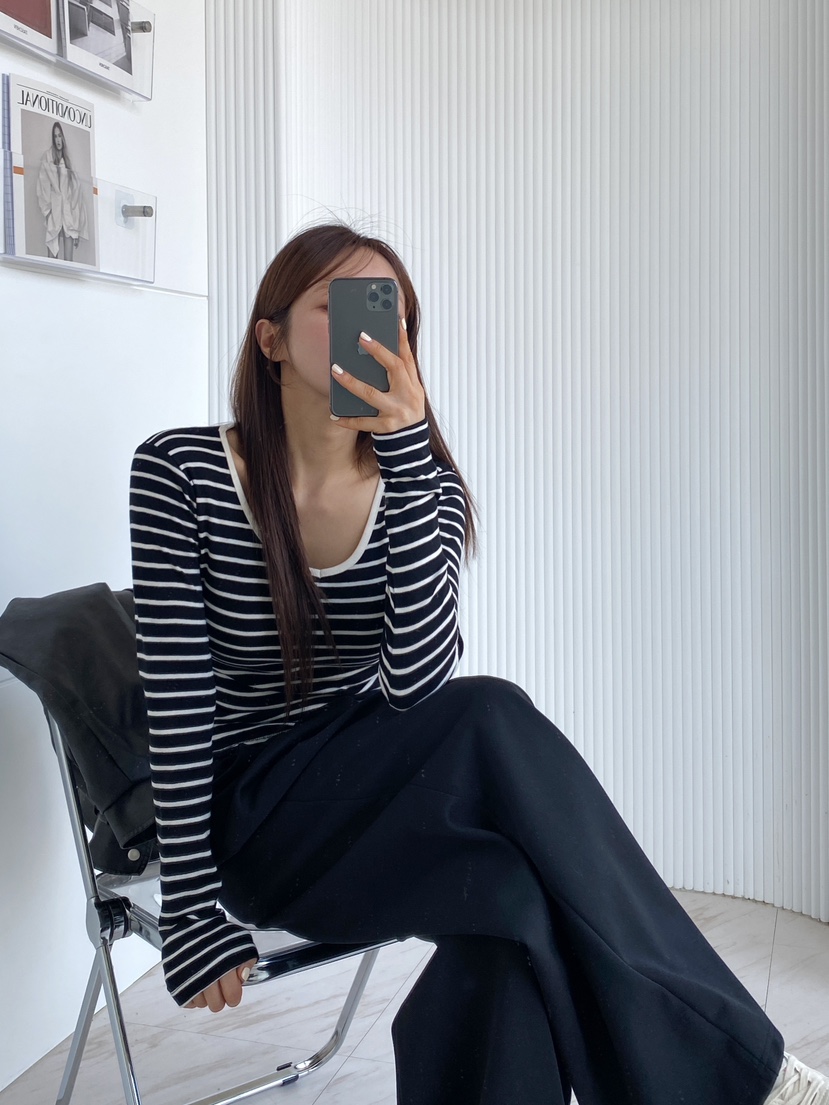 CLOTH韓國㊣直郵東大門代購女裝新品時尚職業人氣熱賣長袖T恤CLOTH長袖T恤