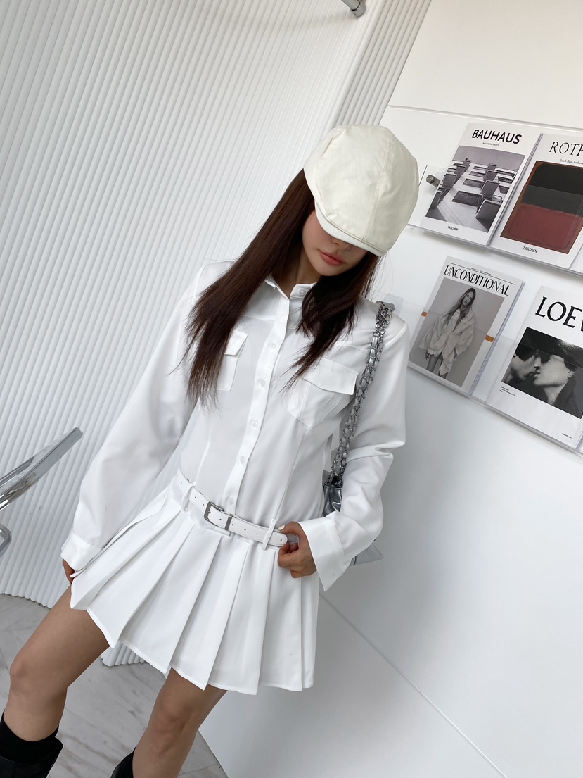 CLOTH直郵韓國代購㊣女裝新品推薦人氣職業連衣裙不含腰帶褶皺CLOTH連衣裙