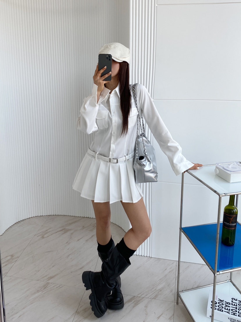 CLOTH直郵韓國代購㊣女裝新品推薦人氣職業連衣裙不含腰帶褶皺CLOTH連衣裙
