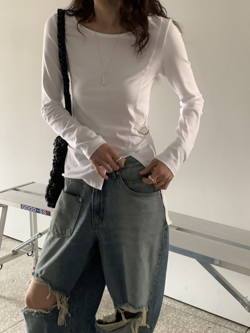 MONDAYMORING直郵韓國代購㊣女裝新款職業25春夏時尚長袖T恤MONDAYMORING長袖T恤