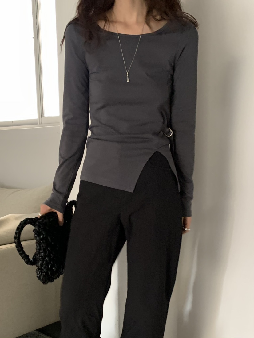 MONDAYMORING直郵韓國代購㊣女裝新款職業25春夏時尚長袖T恤MONDAYMORING長袖T恤
