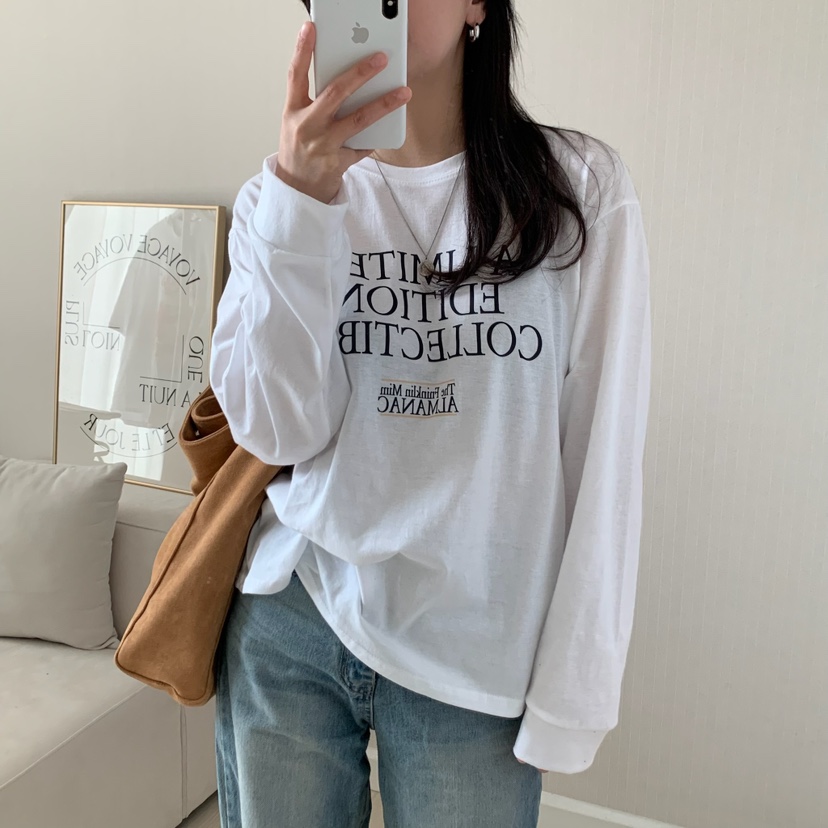 HELLO JINI韓國㊣直郵東大門代購女裝新款推薦熱賣長袖T恤HELLO JINI長袖T恤