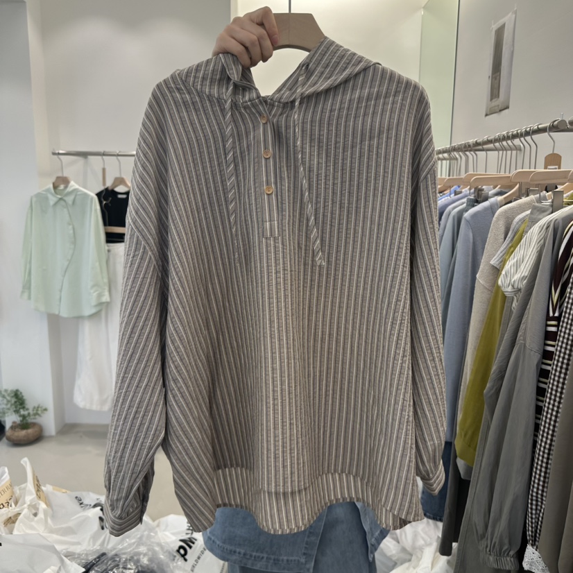 RIVER RAIN直郵韓國代購㊣女裝新品人氣職業襯衫蕾絲衫連帽RIVER RAIN襯衫/蕾絲衫圖色2