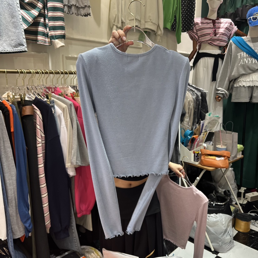 3COLOR(此品牌名稱會遭售假投訴,建議淘寶店鋪商品名稱中不要使用)韓國㊣直郵東大門代購女裝新品推薦長袖T恤Three color長袖T恤
