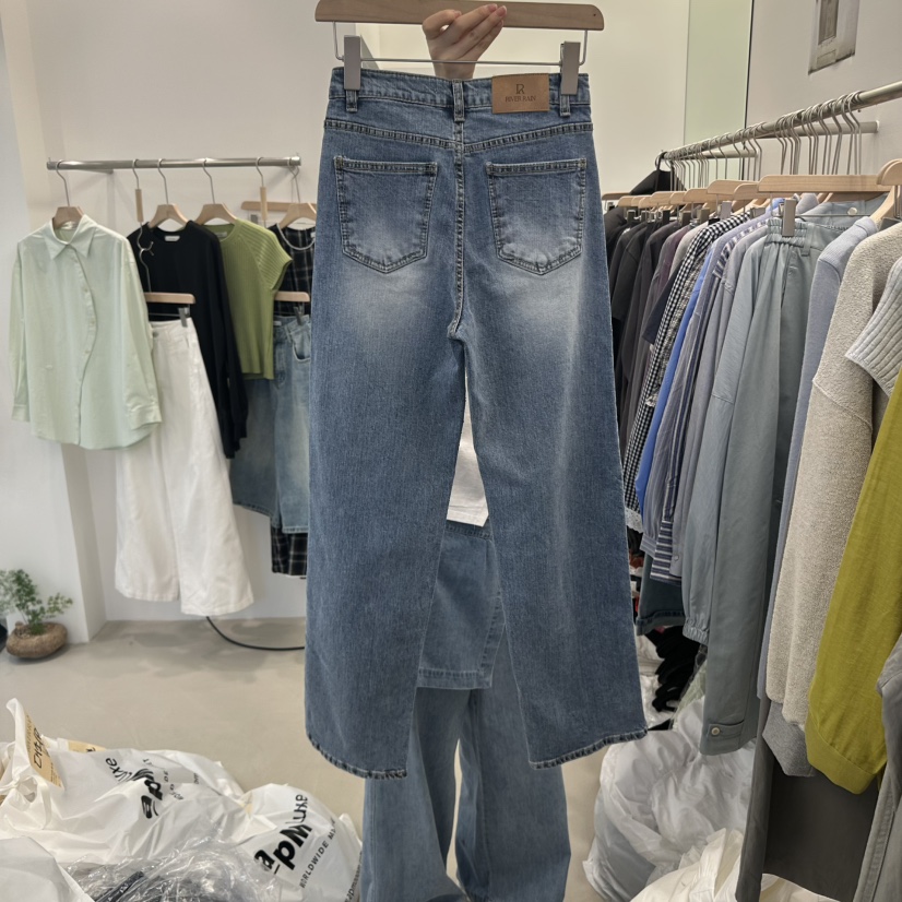 RIVER RAIN韓國直郵㊣女裝新品熱賣職業25春夏推薦休閑牛仔褲RIVER RAIN牛仔褲