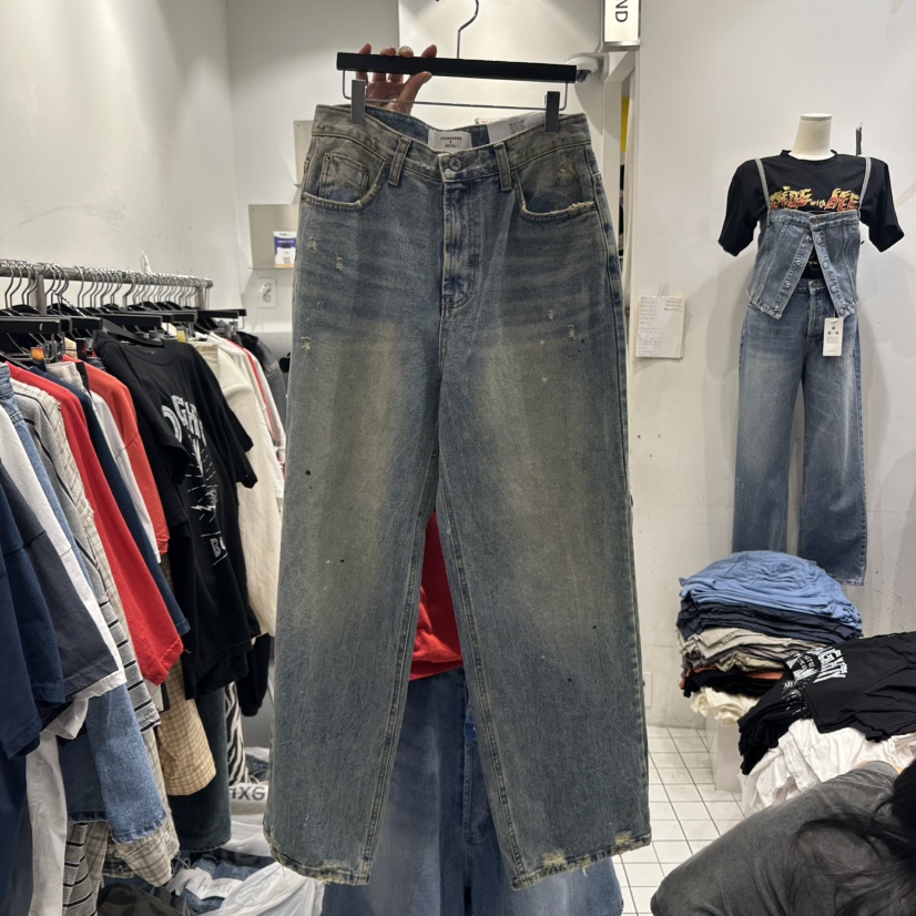 THE WEEKND韓國㊣直郵東大門代購女裝新品職業時尚25春夏牛仔褲THE WEEKND牛仔褲