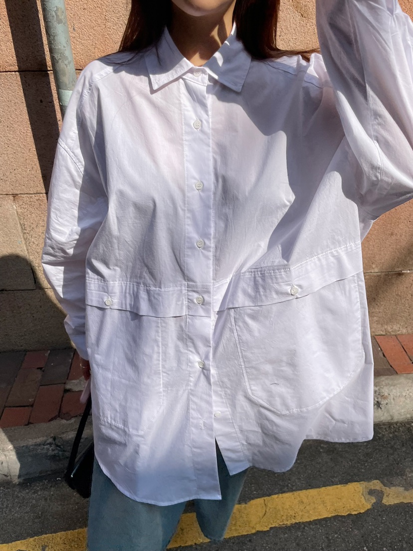 BYRING東大門實拍女裝新款真品熱賣休閑25春夏襯衫蕾絲衫口袋BYRING襯衫/蕾絲衫